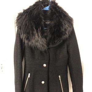 Guess Black Faux-Fur Collar Women’s Coat